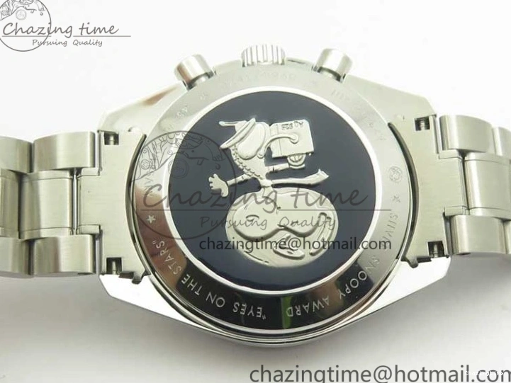 1227 Lightweight Speedmaster SS Snoopy OMF Best Edition White Dial on SS Bracelet Manual Winding Chrono Movement 7992